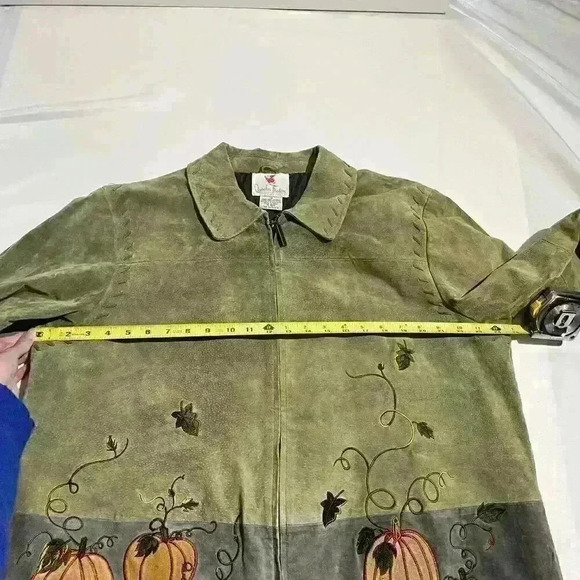 Vintage Quacker Factory Harvest Zip Halloween Pumpkin Leather Jacket Womens 1X - Picture 4 of 15